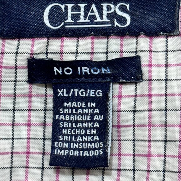 Chaps No-Iron Sz XL Blouse Button Up Long Sleeve Black/Multi Floral - Picture 9 of 10